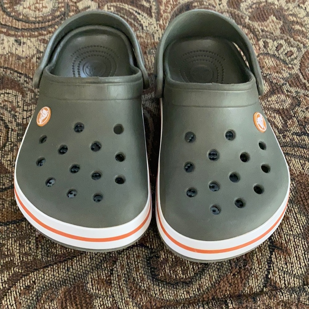 Army green crocs Boys Size 2